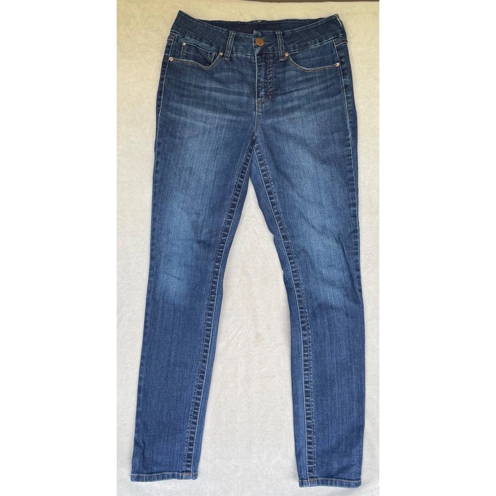 Seven 7 Jeans Women's 6 Mid Rise Skinny Blue Denim Stretch Medium Wash 29x29